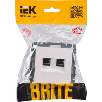 Розетка с/у компьютерная 2xRJ45, IP20, IEK BRITE [BR-K20-1-K36] жемчуг
