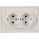 Розетка с/у 2x2P+Е 16A, IP20, в сборе, IEK BRITE [BR-R21-16-K36-F] жемчуг