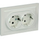 Розетка с/у 2x2P+Е 16A, IP20, в сборе, IEK BRITE [BR-R21-16-K36-F] жемчуг
