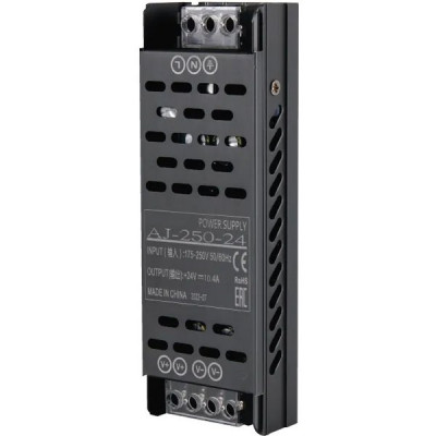 Блок питания 24V 250W, IP20, металл решетка узкий [PBL-250-24] черный