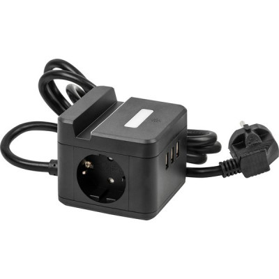 Удлинитель  1.5м 2 розетки с/з + 3xUSB, подставка для телефона, ночник, Uniel [UL-00011252]