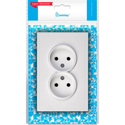 Розетка с/у 2x2P 10A, IP20, Smartbuy Капелла [SBE-09w-10-S2-N] белый soft touch
