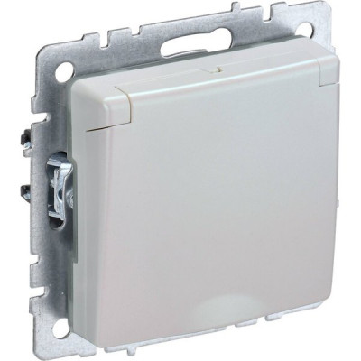 Розетка с/у 2P+E 16A, IP20, в сборе, со шторками и крышкой, IEK BRITE [BR-R16-16-K36] жемчуг