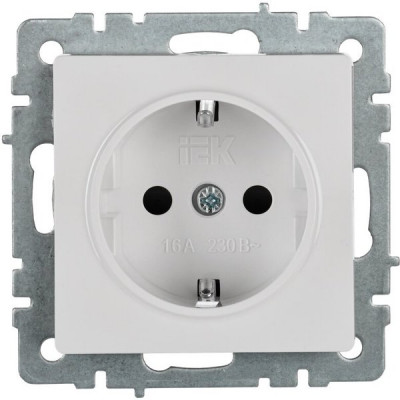 Розетка с/у 2P+E 16A, IP20, в сборе со шторками, IEK BRITE [BR-R14-16-K01] белый