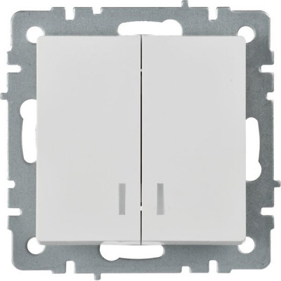 Выключатель с/у 2-кл 10А, IP20, с подсветкой, IEK BRITE [BR-V20-1-10-K01] белый