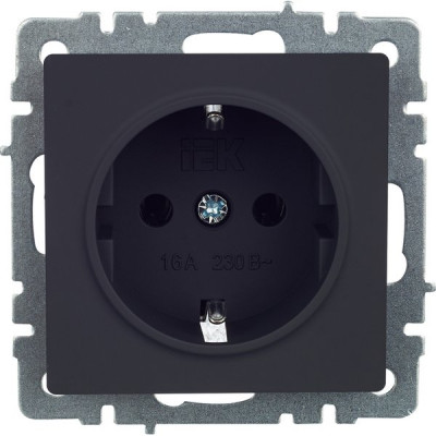 Розетка с/у 2P+E 16A, IP20, IEK BRITE [BR-R11-16-K53] графит [10]