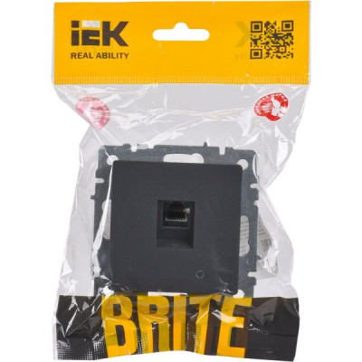 Розетка с/у компьютерная 1xRJ45, IP20, IEK BRITE [BR-K10-1-K53] графит