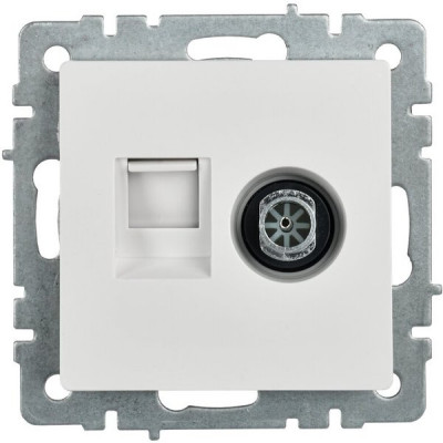Розетка с/у TV + RJ45, IP20, IEK BRITE [BR-AK20-1-K01] белый