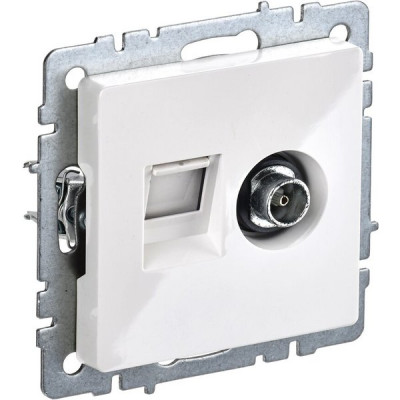 Розетка с/у TV + RJ45, IP20, IEK BRITE [BR-AK20-1-K01] белый