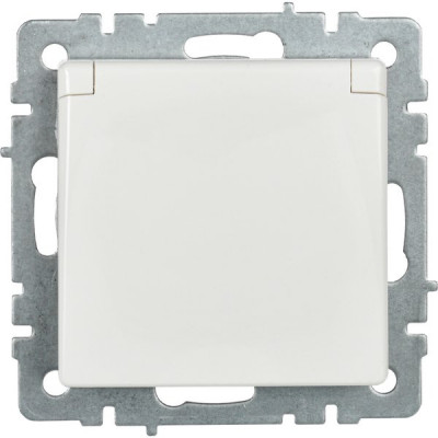 Розетка с/у 2P+E 16А, IP44, в сборе, с крышкой/шторками, IEK BRITE [BR-R16-16-44-K01] белый