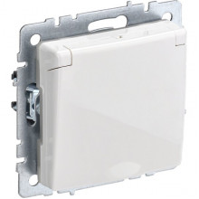 Розетка с/у 2P+E 16А, IP44, в сборе, с крышкой/шторками, IEK BRITE [BR-R16-16-44-K01] белый