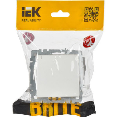Розетка с/у 2P+E 16А, IP44, в сборе, с крышкой/шторками, IEK BRITE [BR-R16-16-44-K01] белый