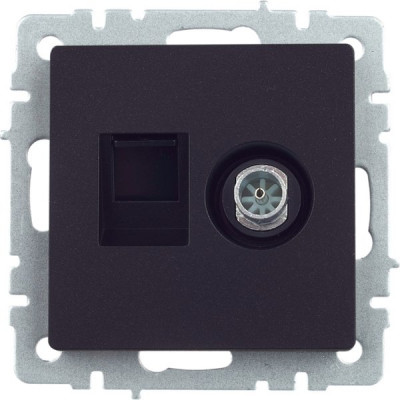 Розетка с/у TV + RJ45, IP20, IEK BRITE [BR-AK20-1-K02] черный