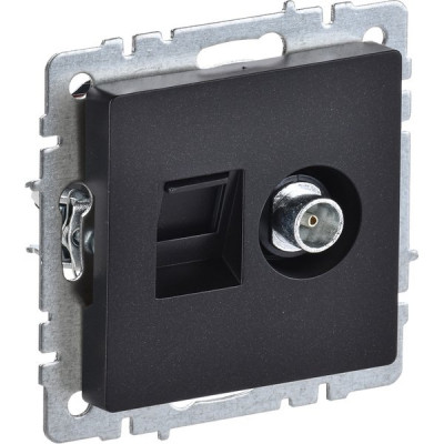 Розетка с/у TV + RJ45, IP20, IEK BRITE [BR-AK20-1-K02] черный