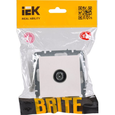 Розетка с/у TV проходная, IP20, IEK BRITE [BR-A10-P-K36] жемчуг