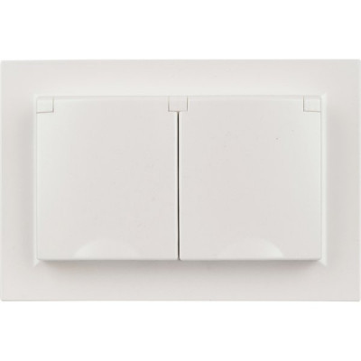 Розетка с/у 2x2P+E 16A, IP20, в сборе, со шторками и крышкой, IEK BRITE [BR-R26-16-44-K36-F] жемчуг