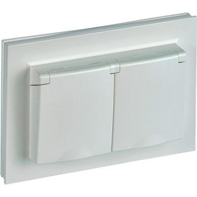 Розетка с/у 2x2P+E 16A, IP20, в сборе, со шторками и крышкой, IEK BRITE [BR-R26-16-44-K36-F] жемчуг