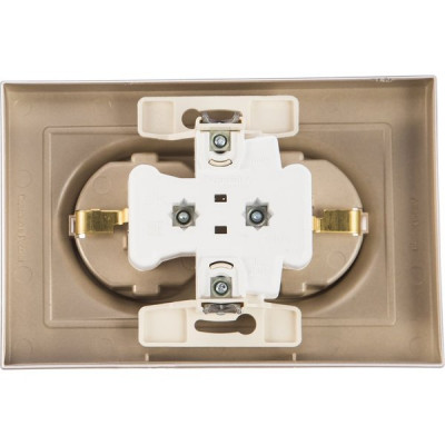 Розетка с/у 2x2P+Е 16A, IP20, в сборе, Schneider Electric ATLASDESIGN [ATN000524][6] шампань