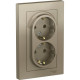 Розетка с/у 2x2P+Е 16A, IP20, в сборе, Schneider Electric ATLASDESIGN [ATN000524][6] шампань