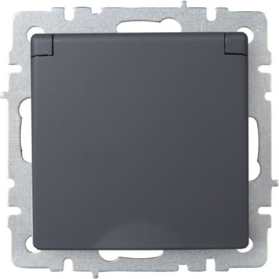Розетка с/у 2P+E 16A, IP20, в сборе, со шторками и крышкой, IEK BRITE [BR-R16-16-K53] графит