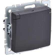 Розетка с/у 2P+E 16A, IP20, в сборе, со шторками и крышкой, IEK BRITE [BR-R16-16-K53] графит