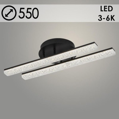 Люстра LED  56W, ПДУ 3000-6000K, пластик, 550*180*90, Росток [3749/2C BK ] черный