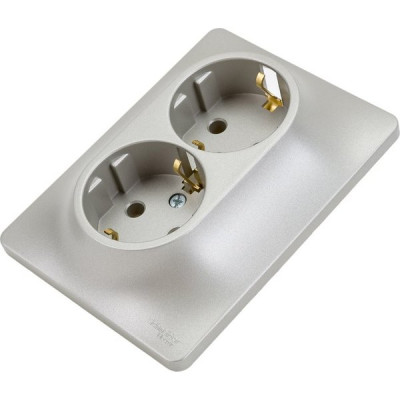 Розетка с/у 2x2P+E 16A, IP20, Schneider Electric Glossa [GSL001224] платина
