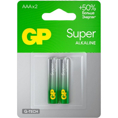 Батарейка GP AAA LR03 Super G-TECH Alkaline [BL2/20] [GP 24AA21-2CRSBC2]