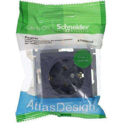 Розетка с/у 2P+E 16A, IP20, Schneider Electric ATLASDESIGN [ATN000743] грифель