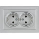 Розетка с/у 2x2P+Е 16A, IP20, в сборе, IEK BRITE [BR-R21-16-K47-F] алюминий