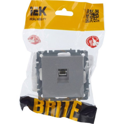 Розетка с/у компьютерная 1xRJ45, IP20, IEK BRITE [BR-K10-1-K47] алюминий