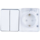 Блок о/у выкл.2-кл 10А + роз. c/з/ш 16А, IP54, Schneider Electric ATLASDESIGN PROFI [ATN540174] бел