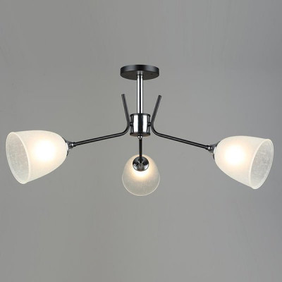 Люстра потолочная 3*E27*60W, стекло, 800*800*360, планка, Росток [A3981/3 BK+CH] черный/хром