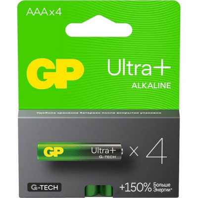 Батарейка GP AAA LR03 Ultra Plus G-TECH Alkaline [BL4/40] [GP 24AUPA21-2CRSB4]