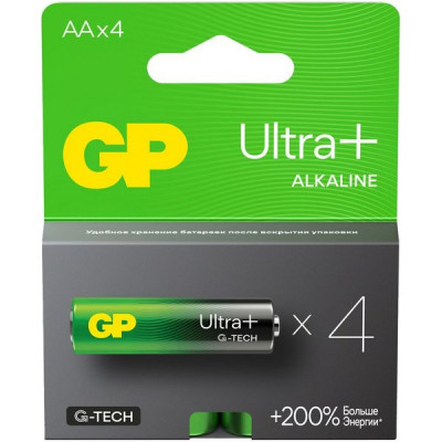 Батарейка GP AA LR06 Ultra Plus G-TECH Alkaline [BL4/40] [GP 15AUPA21-2CRSB4]