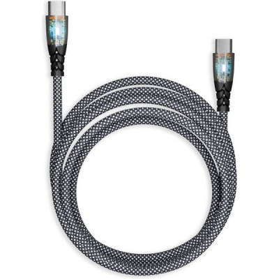 Кабель Type-C - Type-C, 1.0м, 3A, прозрачные наконечники, SmartBuy [IK-3112FCTRANSP-BLACK] черный