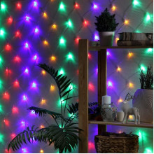 Гирлянда Сетка 1,6*1,6м, прозр., 144LED, контрол., 8 режимов, МУЛЬТИ, Luazon [1585744]