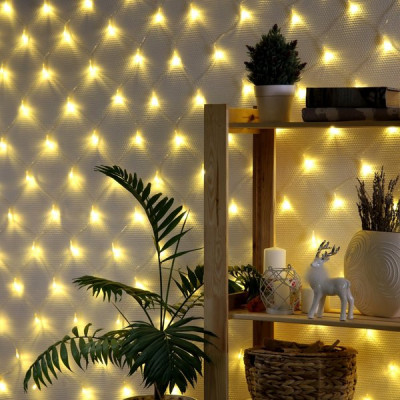 Гирлянда Сетка 1,6*1,6м, прозр., 144LED, контрол., 8 режимов, ТЕПЛЫЙ БЕЛЫЙ, Luazon [3556874]