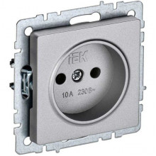 Розетка с/у 2P 10A, IP20, IEK BRITE [BR-R10-10-K47] алюминий
