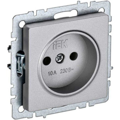 Розетка с/у 2P 10A, IP20, IEK BRITE [BR-R10-10-K47] алюминий