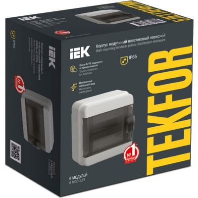 Корпус пластиковый КМПн-6 6м IP65 черная прозрачная дверь, TEKFOR [TF5-KP72-N-06-65-K03-K02]
