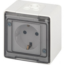 Розетка о/у 2P+E 16A, IP55, со шторками, с крышкой, ЭРА Эксперт [11-2501-01][8] белый