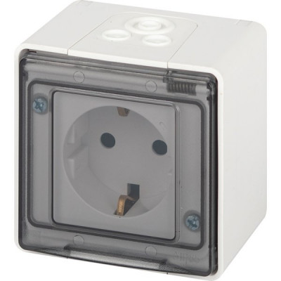 Розетка о/у 2P+E 16A, IP55, со шторками, с крышкой, ЭРА Эксперт [11-2501-01][8] белый