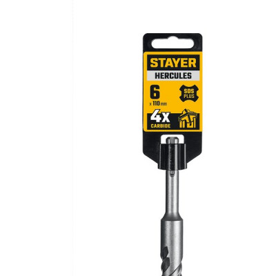 Бур по бетону SDS+  d6*110мм, крестовая пластина, STAYER HERCULES-4Х [29290-110-06]