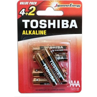 Батарейка Toshiba AAA LR03 Alkaline [BL6/72] [TH LR03/6BL]