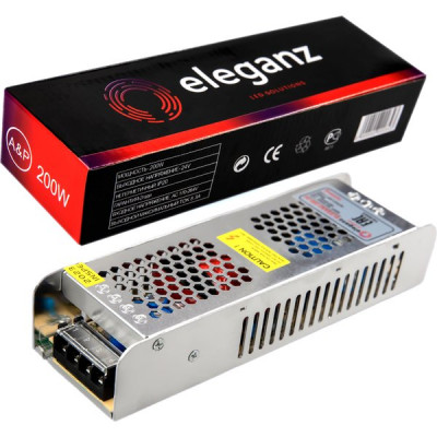 Блок питания 24V 200W, IP20, металл решетка узкий [ELEGANZ-200-24]