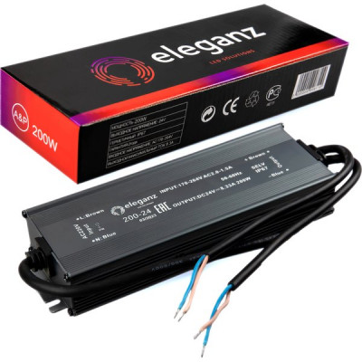Блок питания 24V 200W, IP67, металл влагозащищенный, Eleganz [200-24]