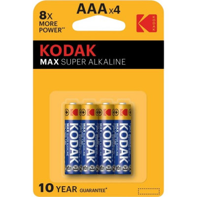 Батарейка Kodak AAA LR03 MAX Super Alkaline [BL4/40] [KD LR03/4BL MAX]