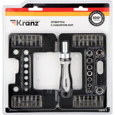Набор отверток 38 предметов, кейс, KRANZ [KR-12-4792]