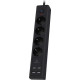 Сетевой фильтр  2м, 4 розетки, 16А/2500Вт, 3x1.5, 4хUSB, Cablexpert Exnovo [EXN-4-U4-B-2] чёрный